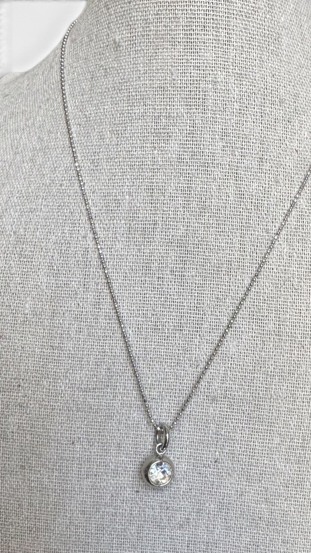Alex and Ani - April Swarovski Clear Crystal Charm Pendant, Sterling Silver Diamond Cut Chain Necklace