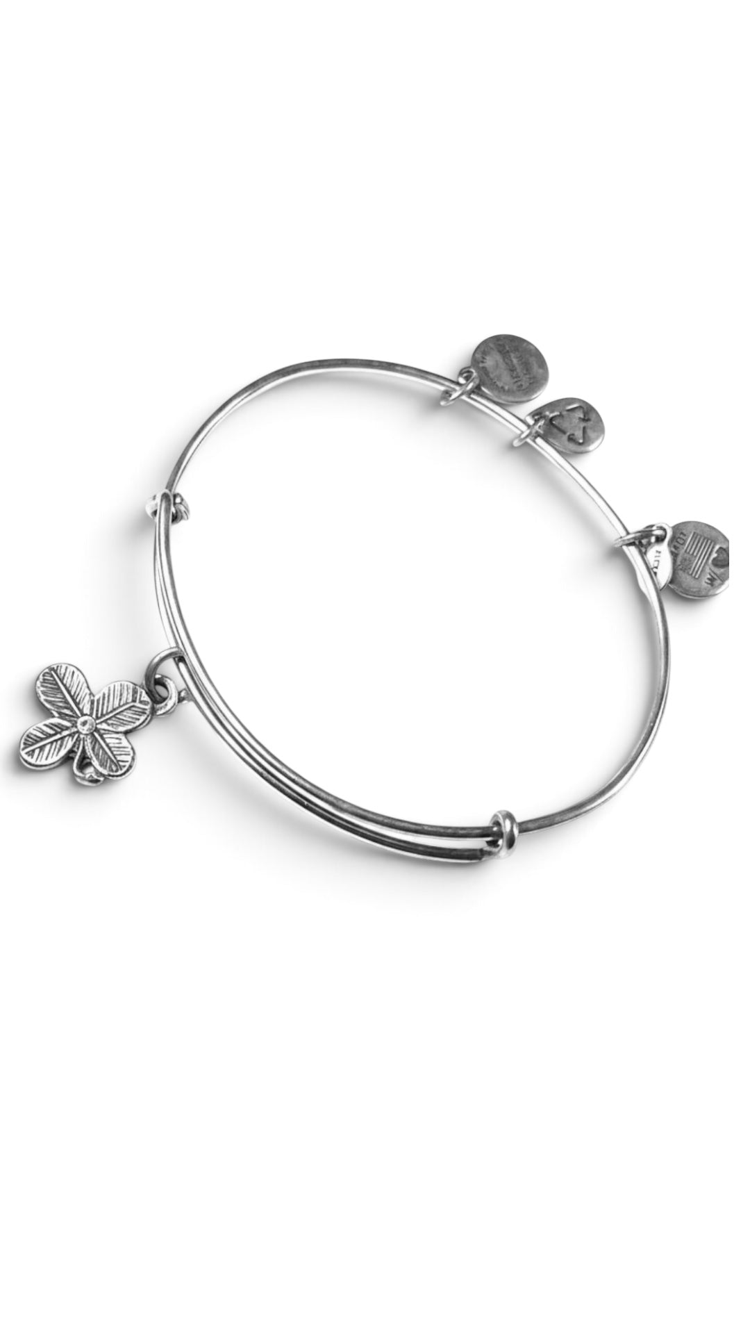 Alex and Ani - Four Leaf Clover Charm w/a Small Swarovski Crystal Accent Bangle Bracelet
