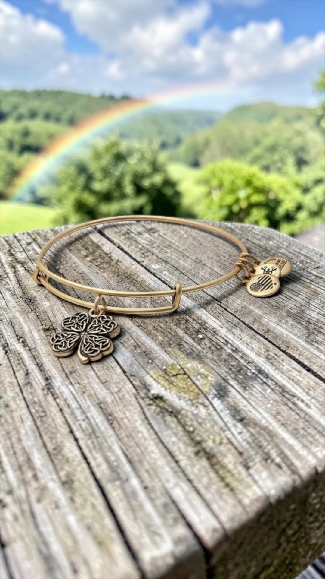 Alex and Ani - Four Leaf Clover Celtic Knot Charm Bangle Bracelet