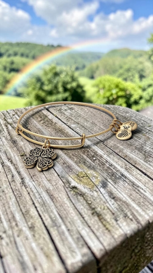 Alex and Ani - Four Leaf Clover Celtic Knot Charm Bangle Bracelet