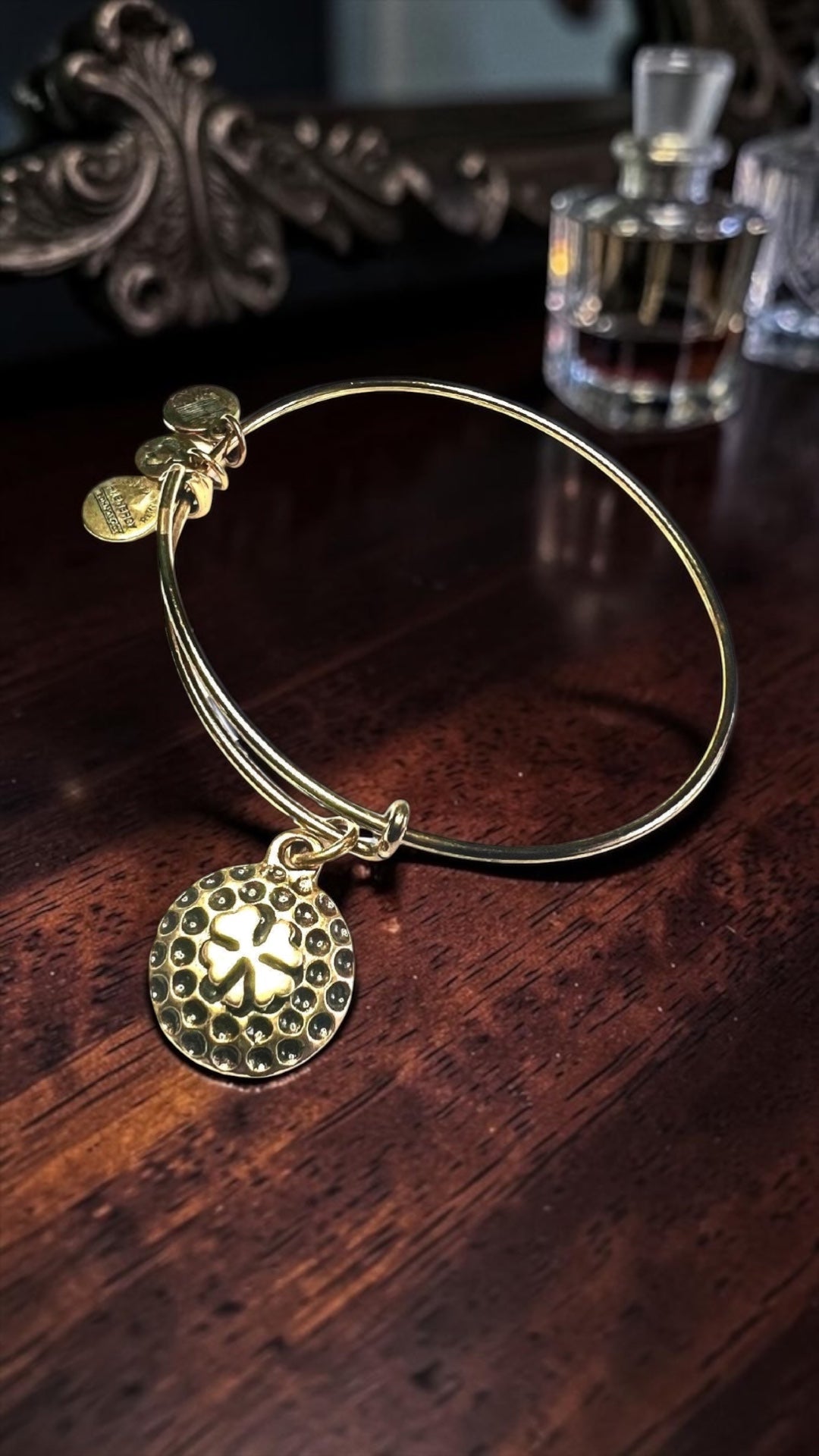 Alex and Ani - Lucky Four Leaf Clover Golf Ball Charm Bangle Bracelet
