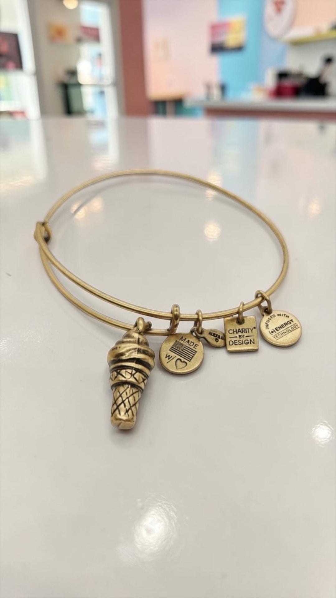 Alex and Ani - Ice Cream Cone Charm Bangle Bracelet