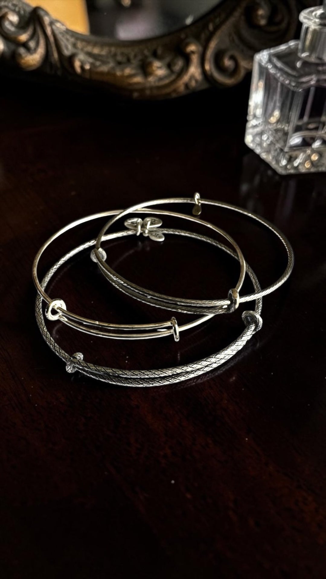 Single Silver Bangle Bracelet, Plain or Textured