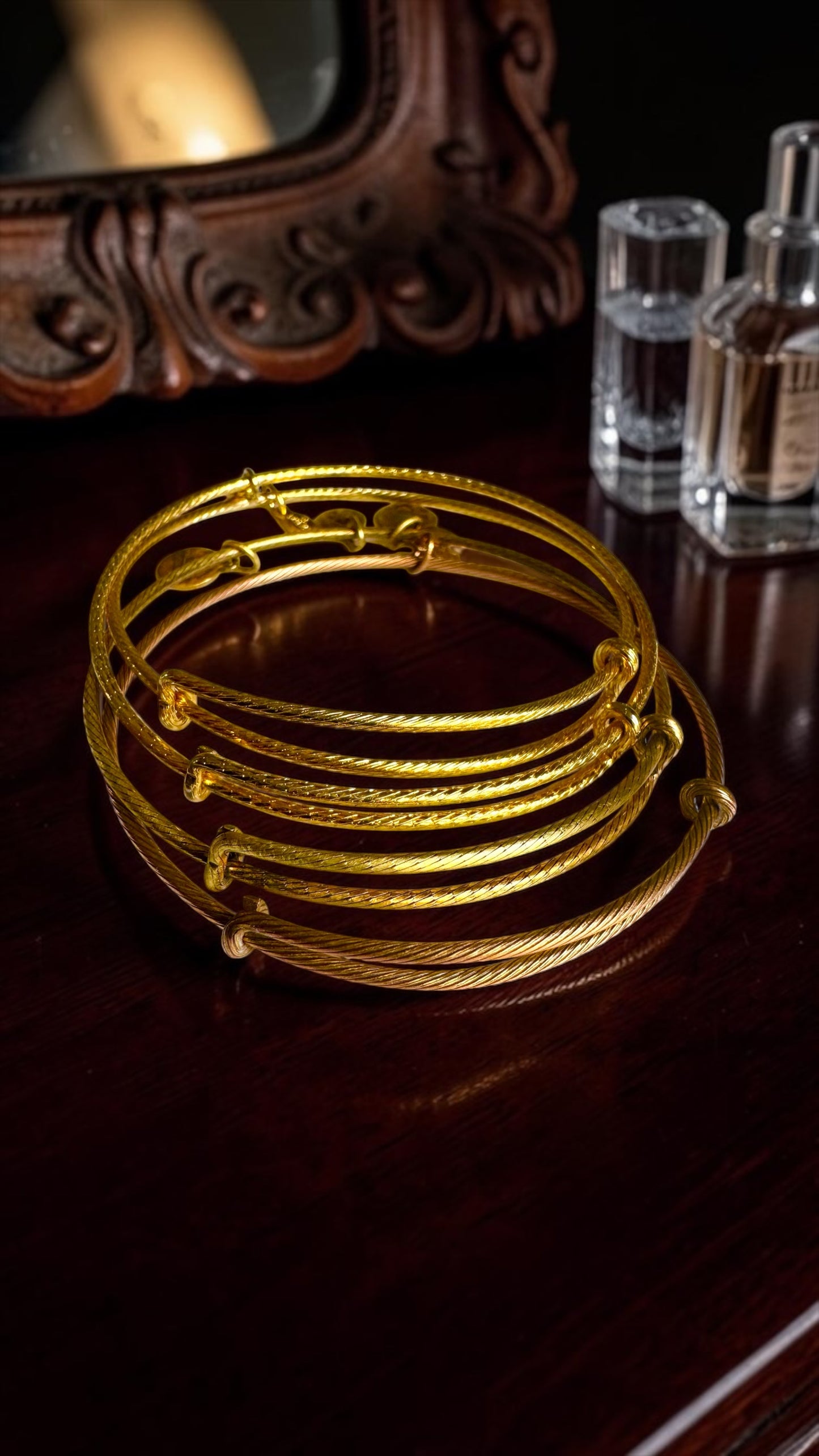 Gold-Tone Twisted Textured Single Bangle Bracelet
