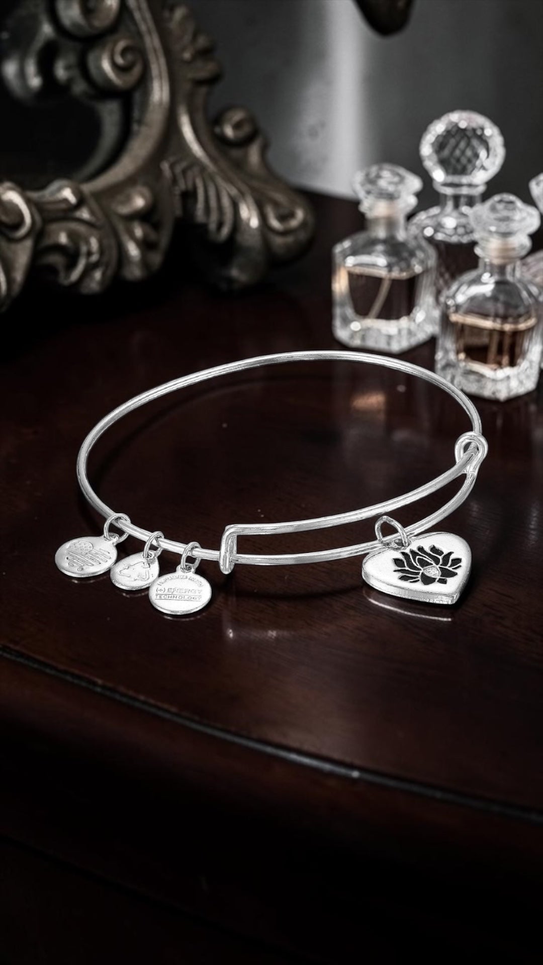 Alex and Ani - Lotus Peace Petals Heart Charm Bangle Bracelet