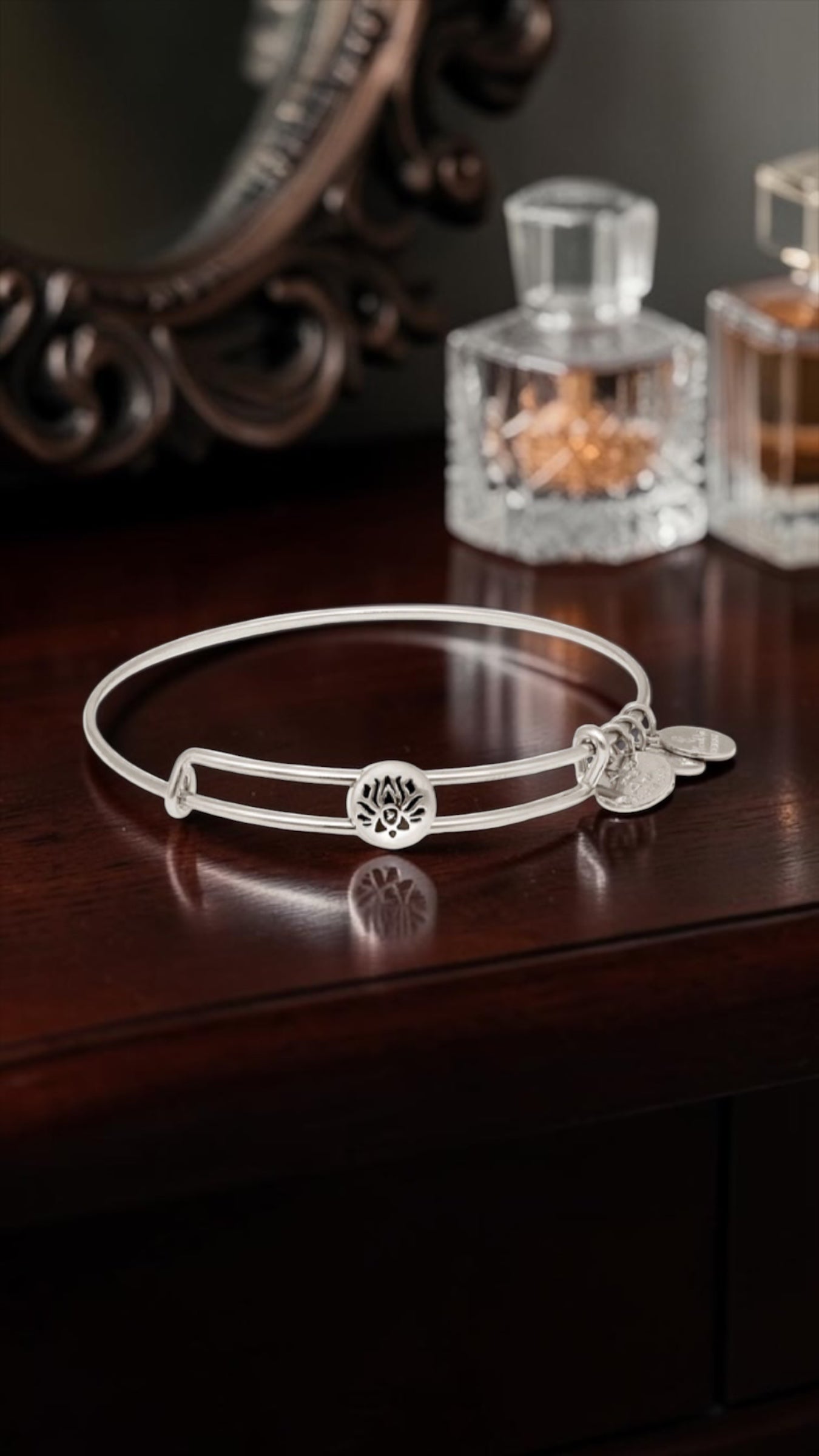 Alex and Ani - Lotus Peace Petals Slider Charm Bangle Bracelet