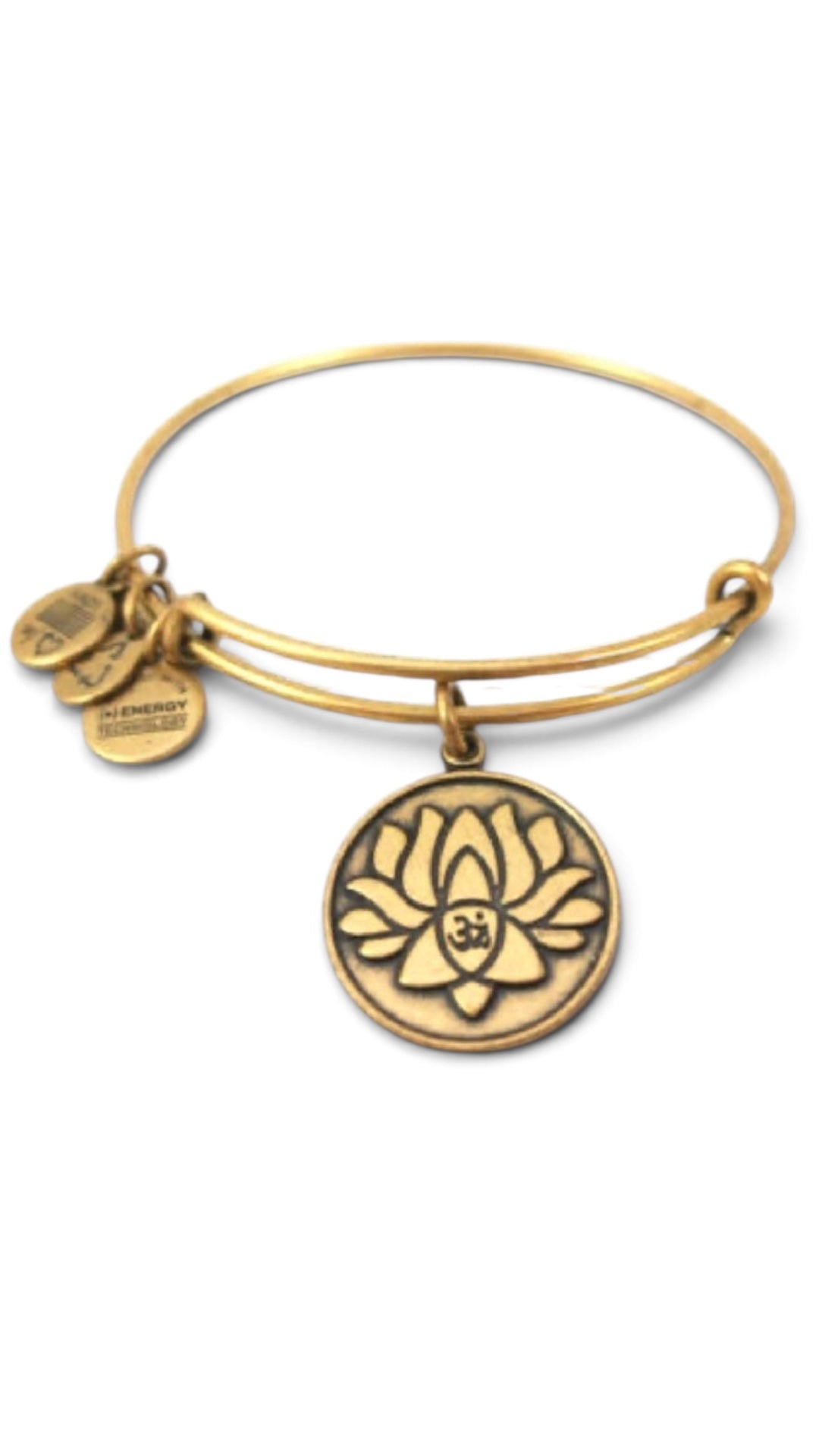 Alex and Ani - New Beginnings, Lotus With Ohm Symbol Charm Bangle Bracelet