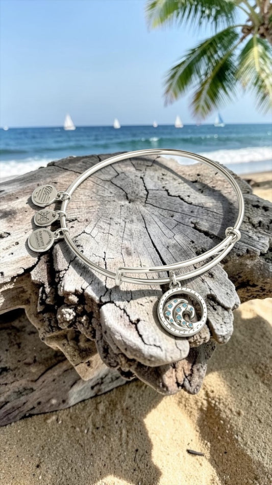 Alex and Ani - Crystal Wave Charm bangle Bracelet