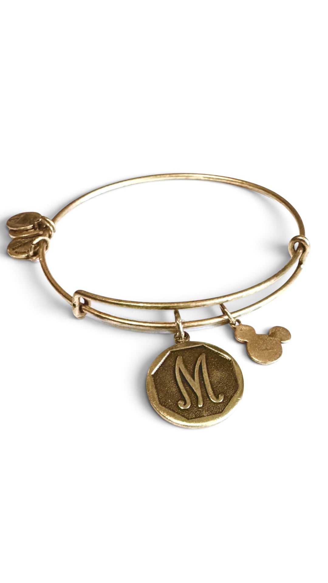 Alex and Ani - Park Exclusive Initial M with Mickey’s Silhouette Charm Bangle Bracelet ￼