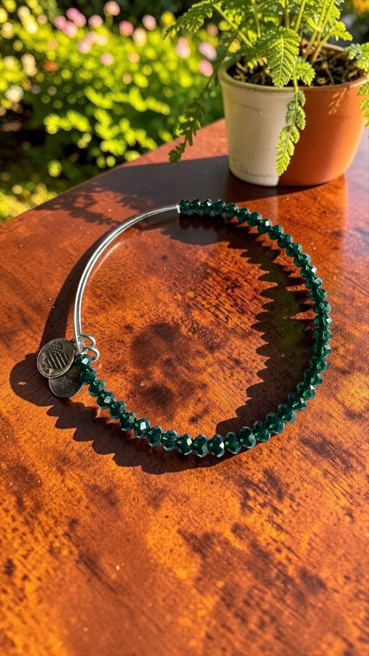 Alex and Ani - Emerald Crystal Beaded Bangle Bracelet