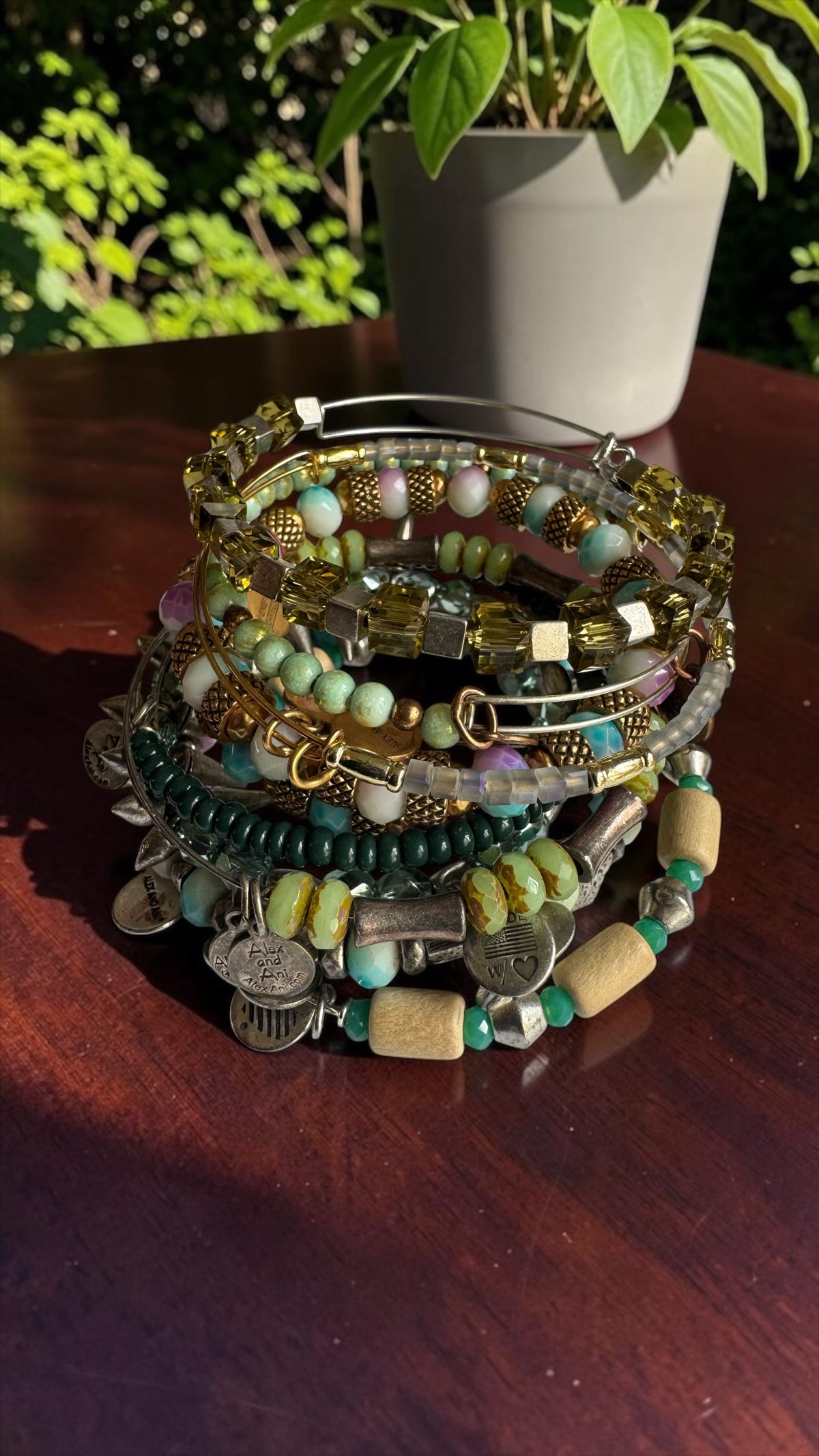 Alex and Ani - Fern Trailblazer Beaded Bangle Bracelet