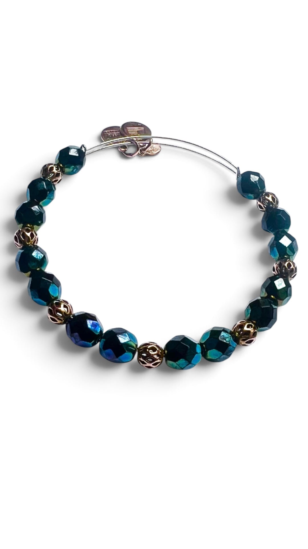 Alex and Ani - Night’s Mosaic Deep Bluish Green Resin Beaded Bangle Bracelet