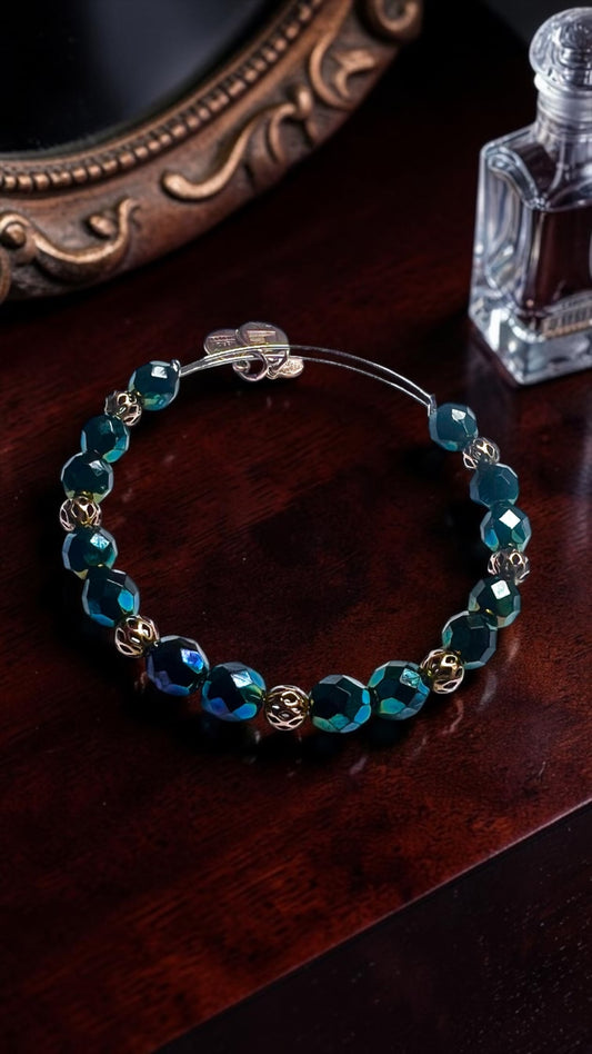 Alex and Ani - Night’s Mosaic Deep Bluish Green Resin Beaded Bangle Bracelet