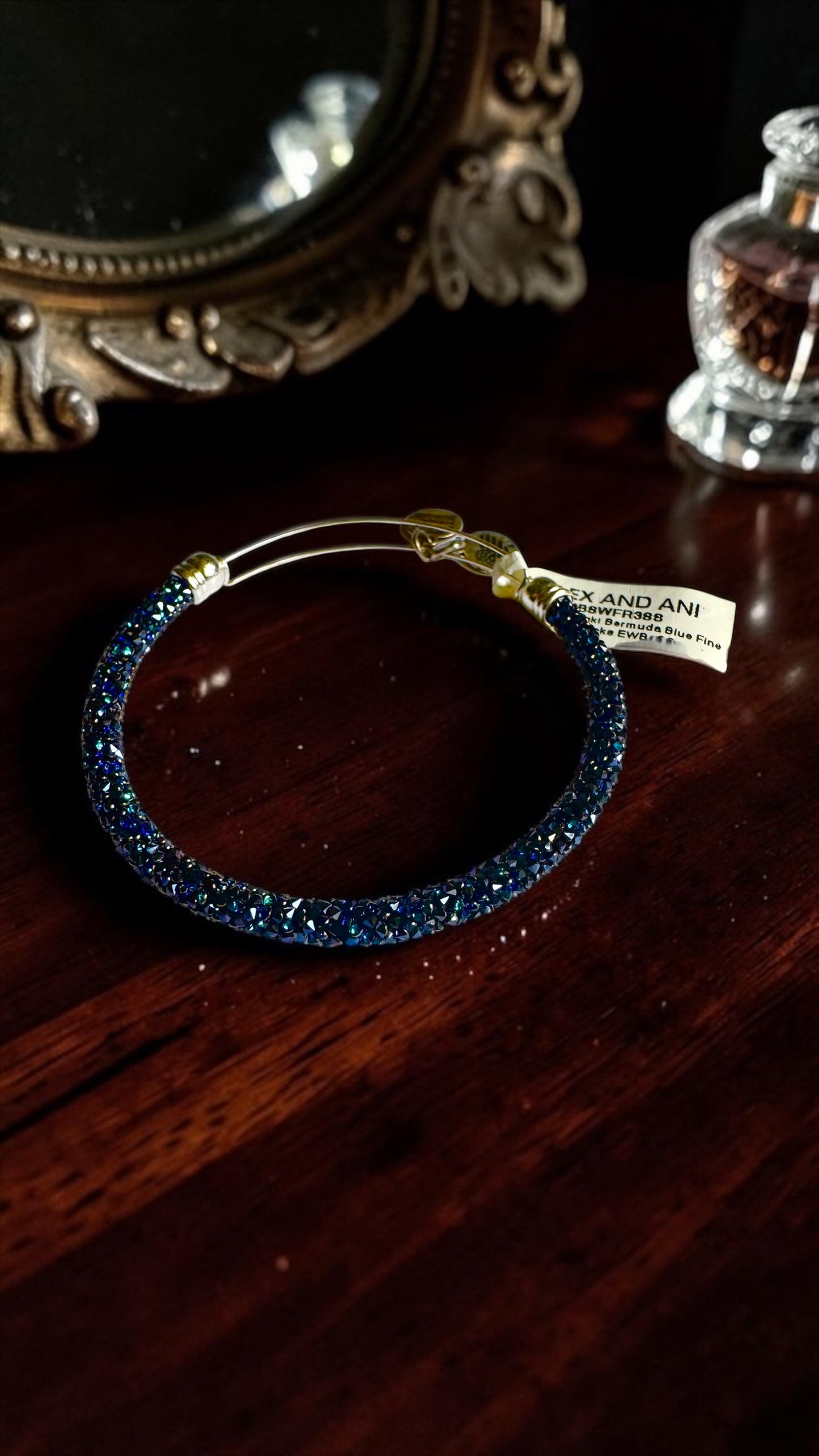 Alex and Ani - Swarovski Bermuda Blue Fine Rocks Bangle Bracelet