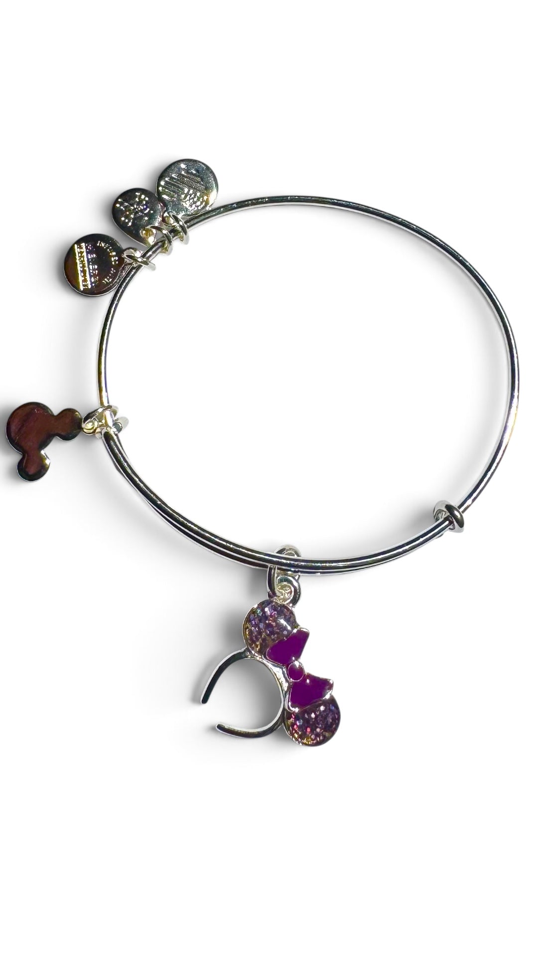 Alex and Ani - Minnie Headband Purple Enamel & Glittery Ears Charm Bangle Bracelet