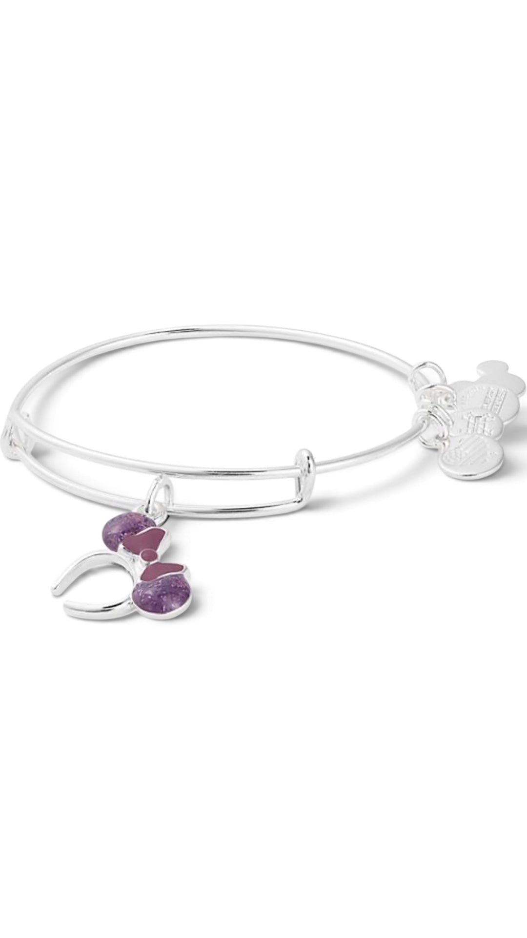 Alex and Ani - Minnie Headband Purple Enamel & Glittery Ears Charm Bangle Bracelet