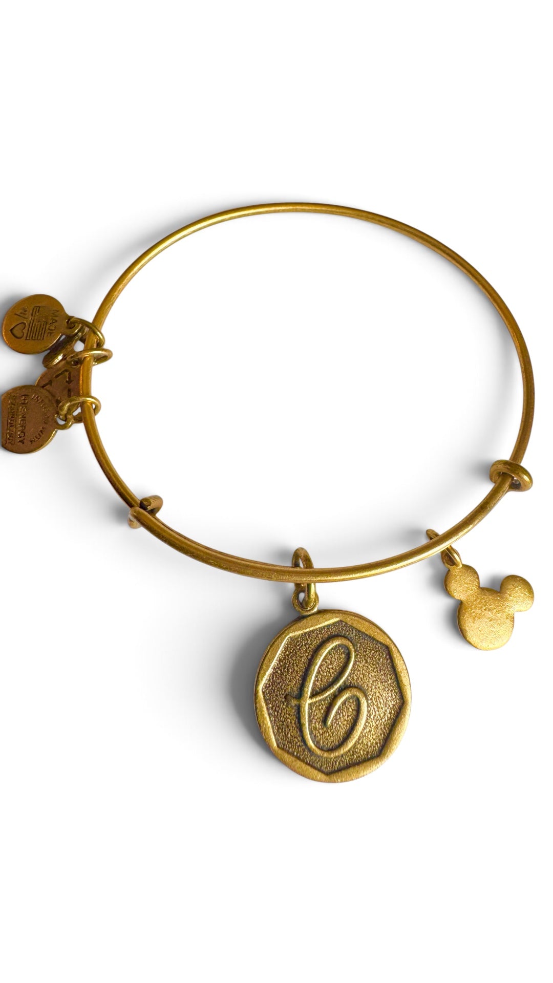 Alex and Ani - Park Exclusive Initial C with Mickey’s Silhouette Charm Bangle Bracelet ￼
