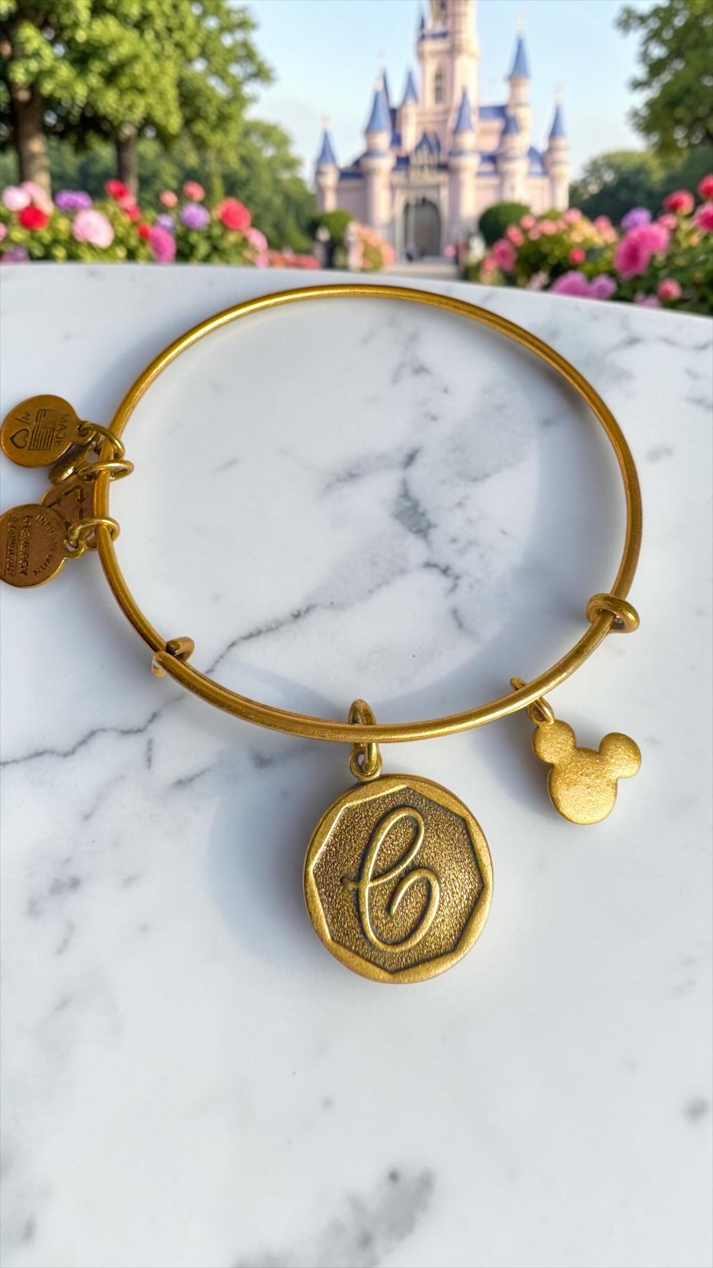 Alex and Ani - Park Exclusive Initial C with Mickey’s Silhouette Charm Bangle Bracelet ￼