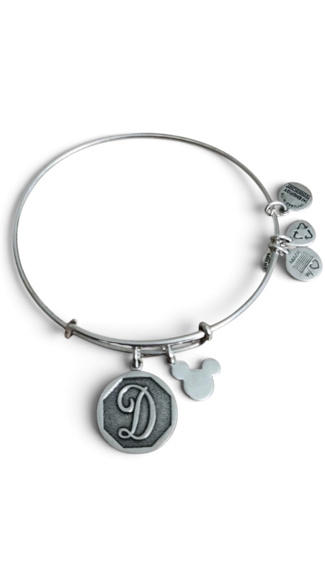 Alex and Ani - Park Exclusive Initial D with Mickey’s Silhouette Charm Bangle Bracelet