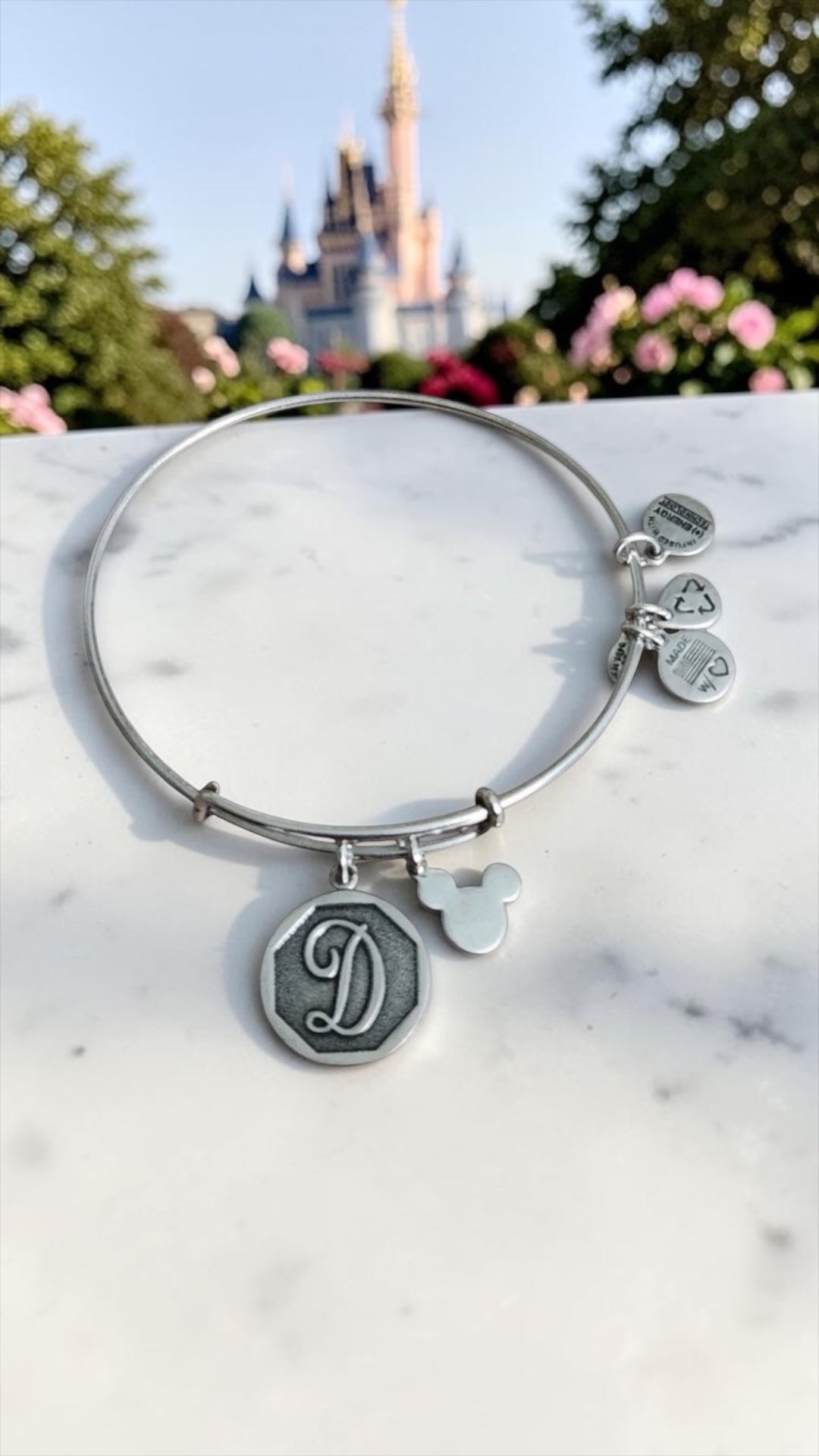 Alex and Ani - Park Exclusive Initial D with Mickey’s Silhouette Charm Bangle Bracelet
