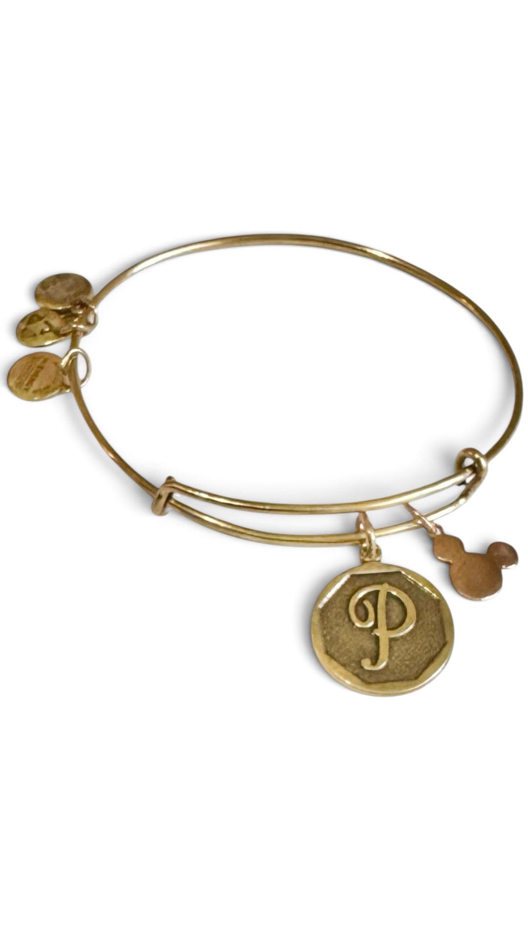 Alex and Ani - Park Exclusive Initial P with Mickey’s Silhouette Charm Bangle Bracelet ￼