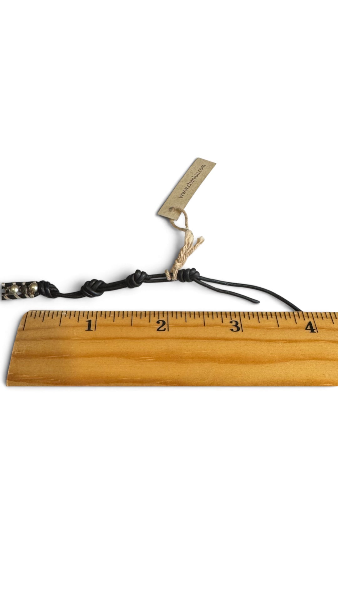 Chan Luu Wrap Black Leather with Swarovski Crystals & Taupe Pearls 3x Wrap