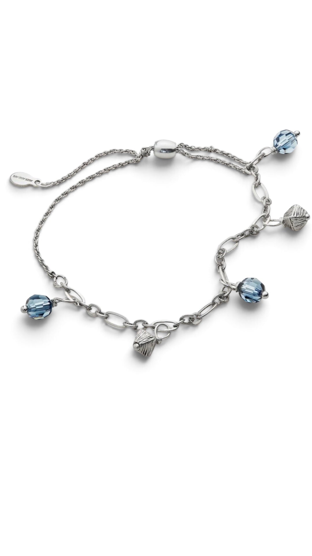 Alex and Ani - Swarovski Crystal Charm Pull Chain Bracelet with Silver Beads