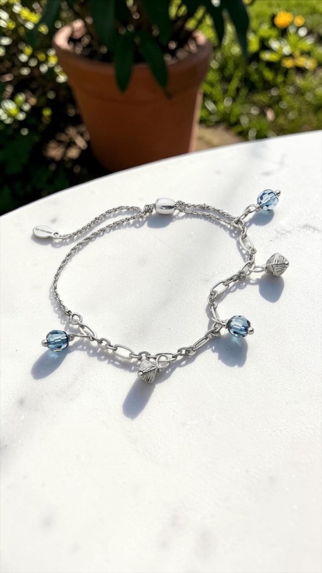 Alex and Ani - Swarovski Crystal Charm Pull Chain Bracelet with Silver Beads