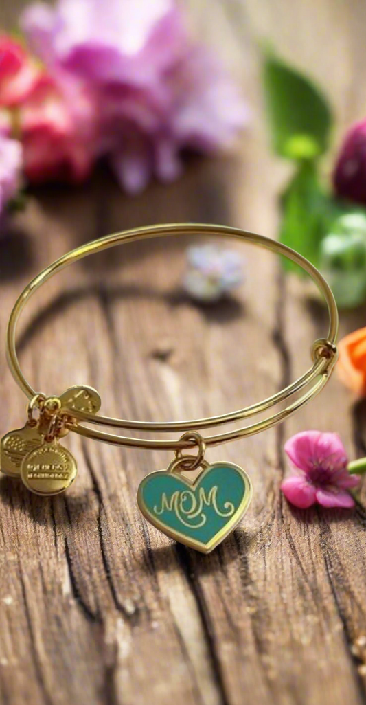 Alex and Ani - Mom Color Infused Heart Charm Bangle Bracelets
