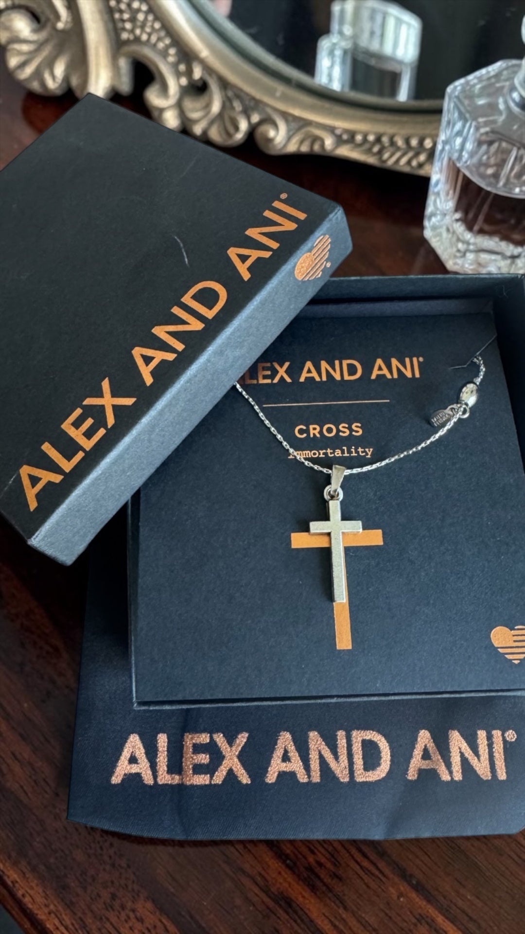 Alex and Ani -  Cross Necklace, Delicate Chain is Adjustable, Unisex