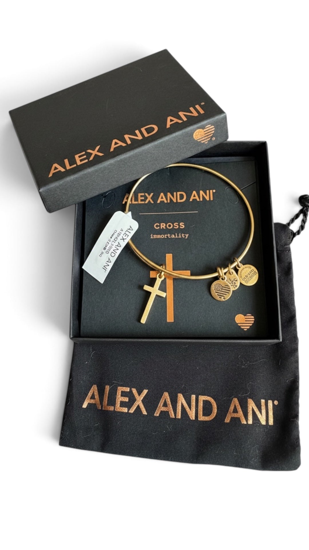 Alex and Ani - Cross II Charm Bangle, Rafaelian Gold/Silver Finish Bracelet