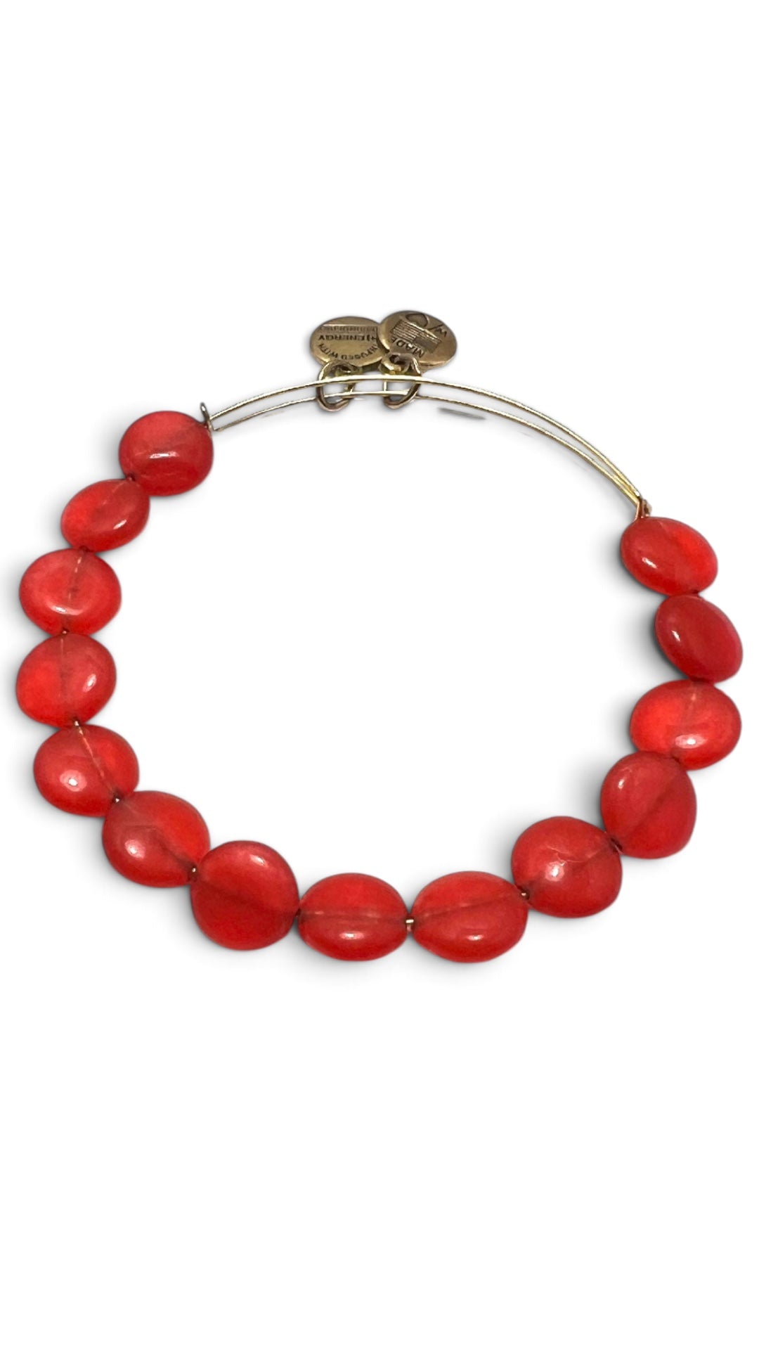 Alex and Ani - Red Luxe Rafaelian Gold Beaded Bangle Bracelet