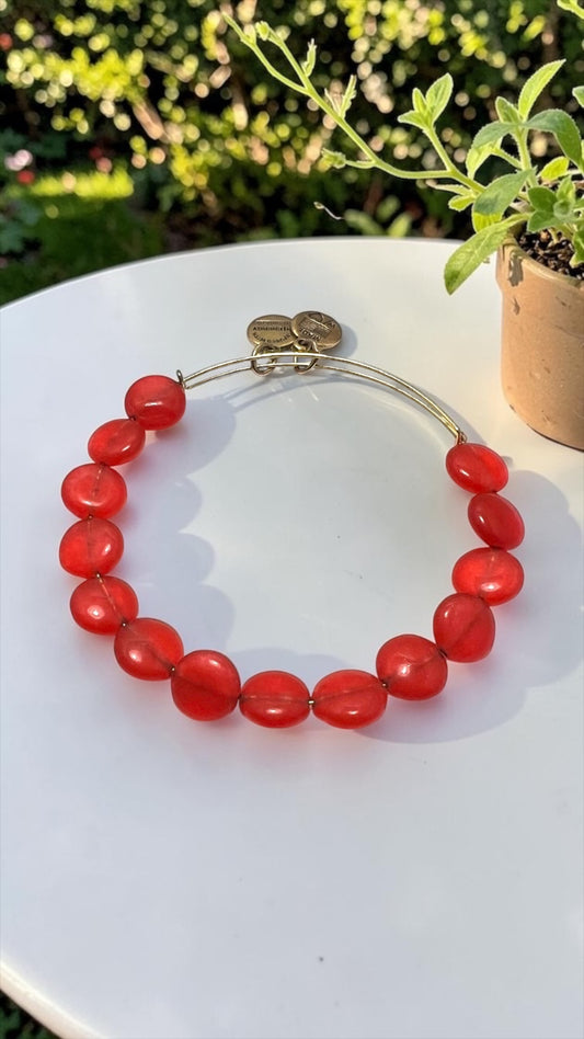 Alex and Ani - Red Luxe Rafaelian Gold Beaded Bangle Bracelet