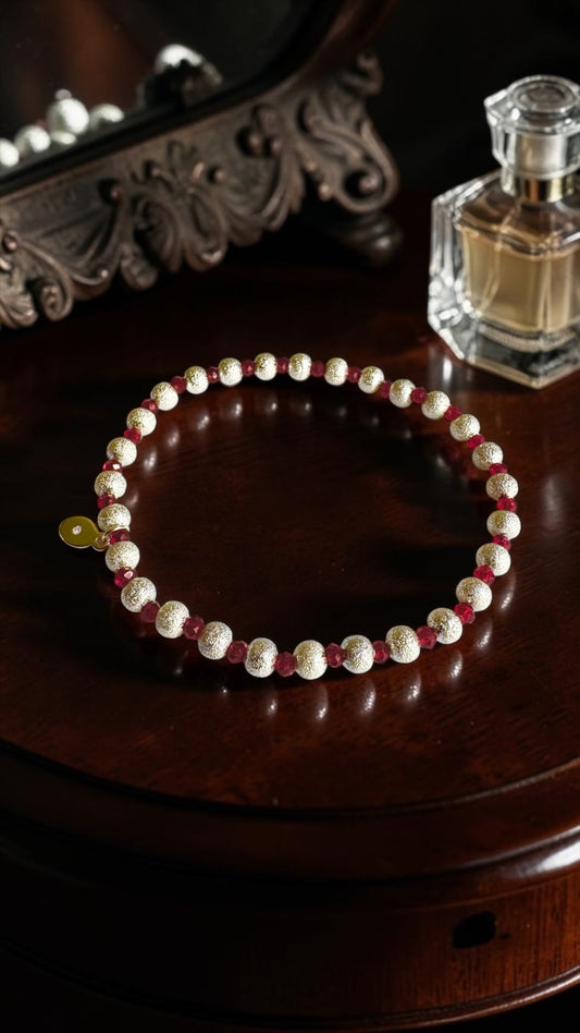Alex and Ani - Holiday Red and Silver Stretch bracelet