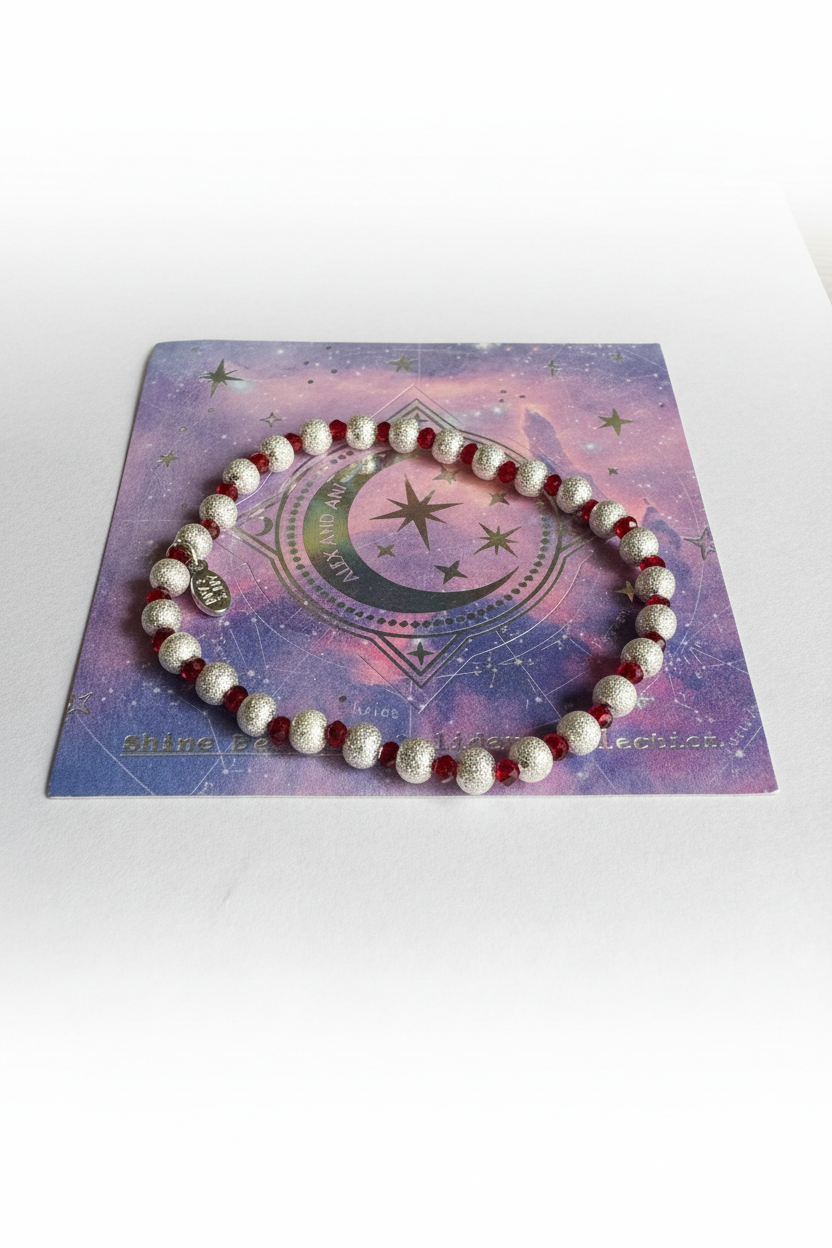 Alex and Ani - Holiday Red and Silver Stretch bracelet