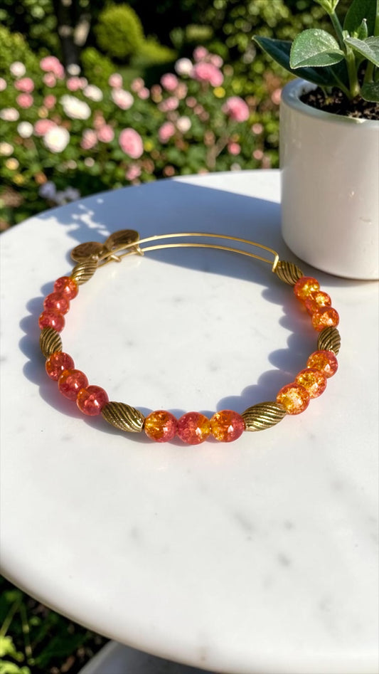 Alex and Ani - Watercolor Tangerine Beaded Bange Bracelet