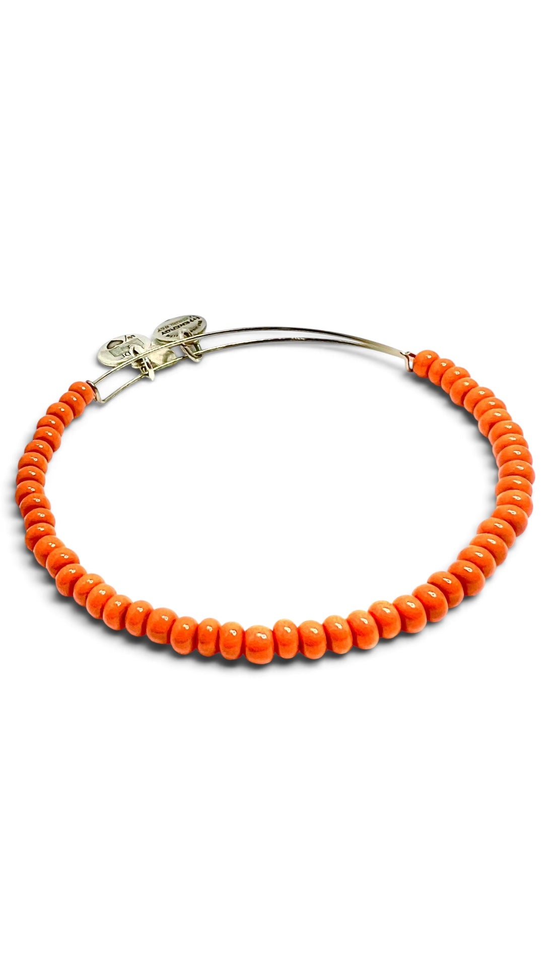 Alex and Ani - Bright Orange Matte Glass Beaded Bangle Bracelet