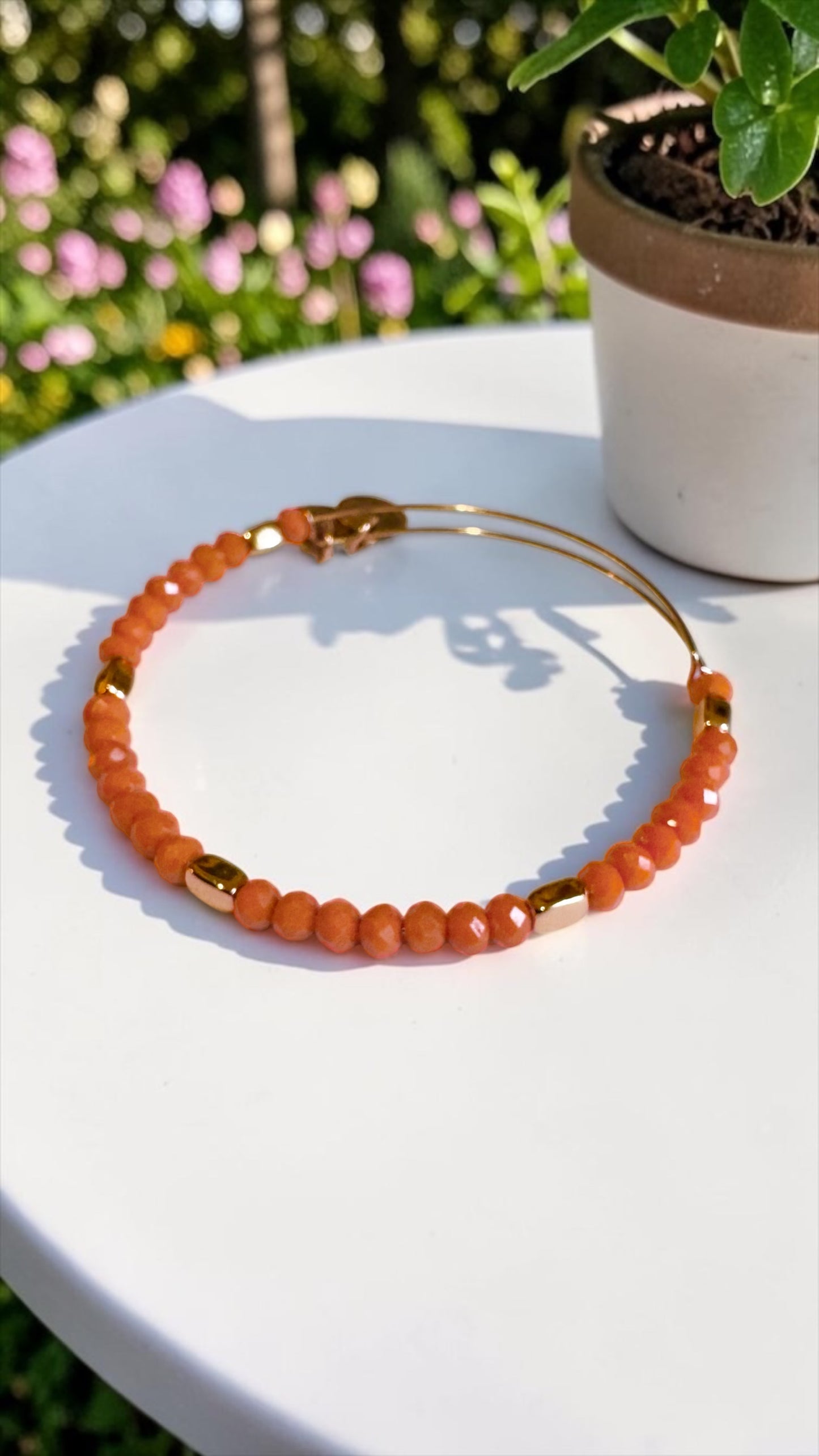 Alex and Ani - Bright Orange Faceted Crystal Beads with Rose Gold Finish