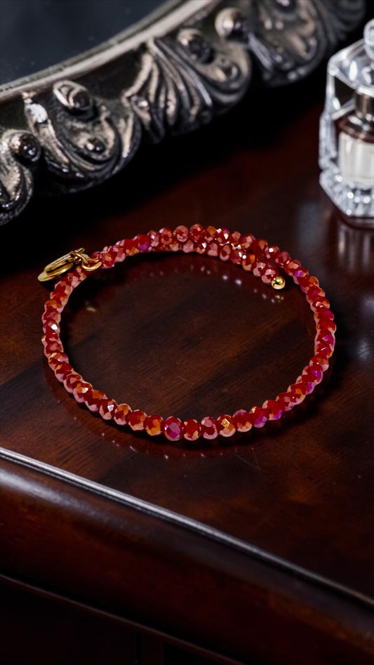 Alex and Ani - Red AB Swarovski Crystal Vintage 66 Beaded Bangle Bracelet