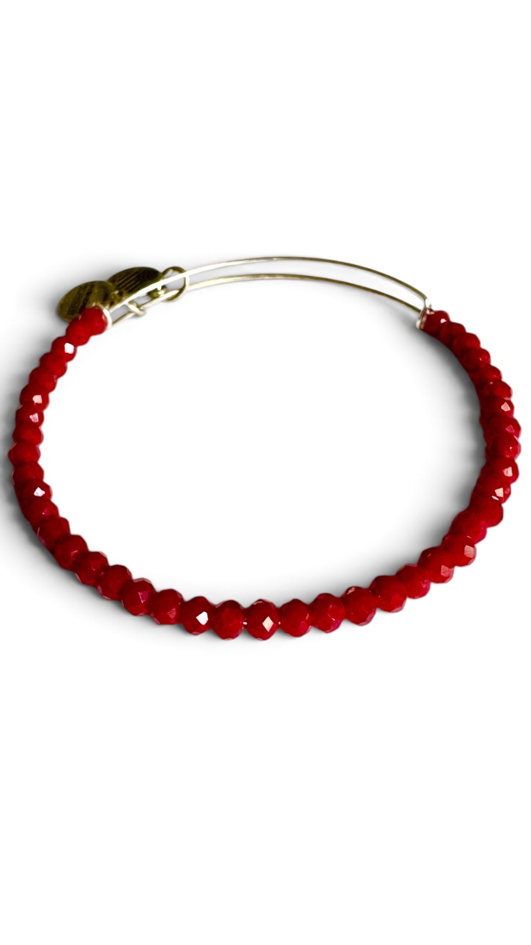 Alex and Ani - Brilliance Burgandy Faceted Beaded Bangle Bracelet