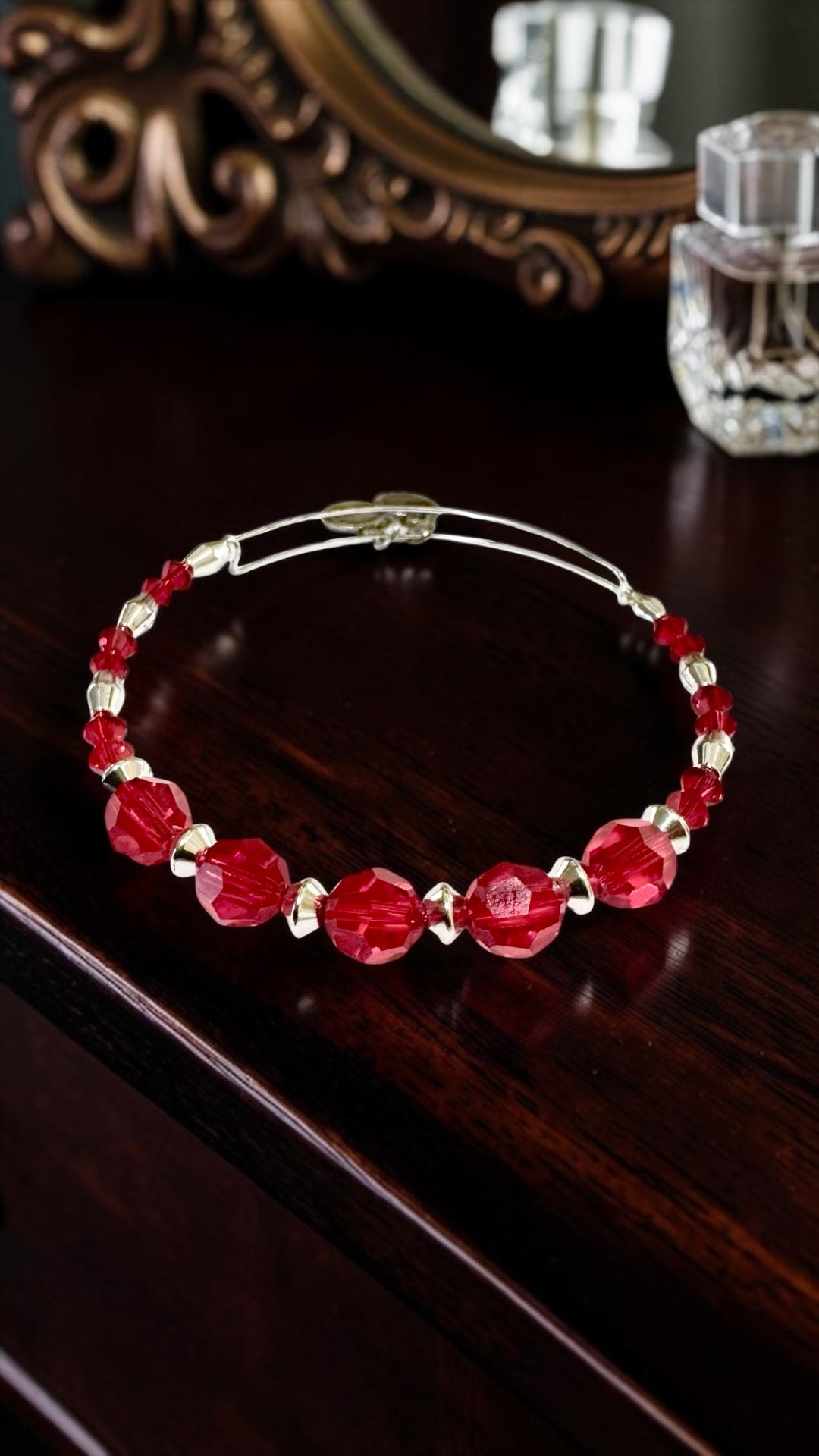 Alex and Ani - Color Palette Poinsettia Red Swarovski Crystal Beaded Bangle Bracelet