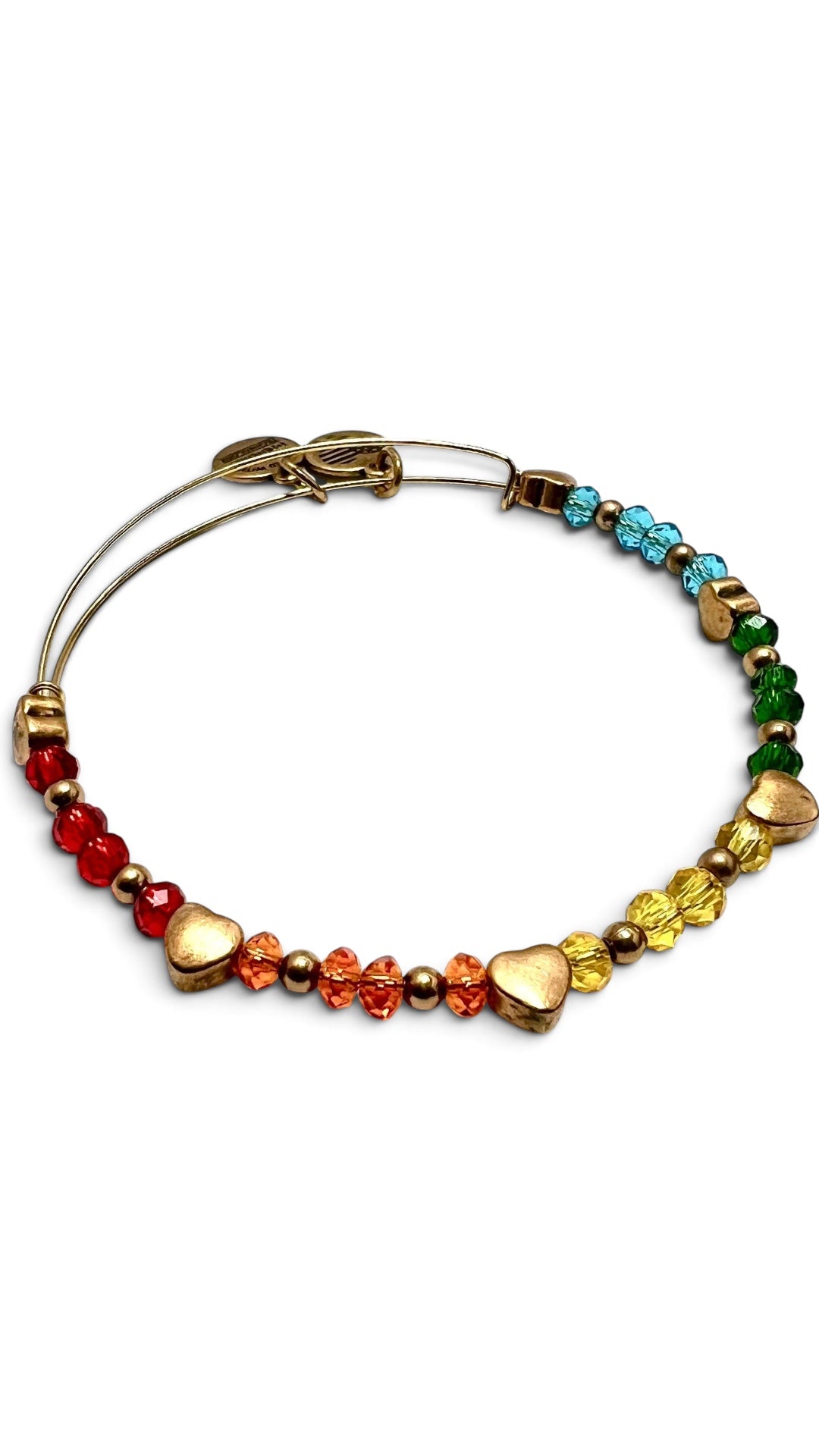Alex and Ani - Rainbow Heart Crystal Beaded Bangle Bracelet
