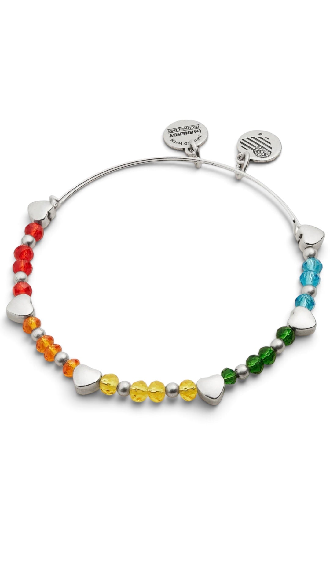Alex and Ani - Rainbow Heart Crystal Beaded Bangle Bracelet