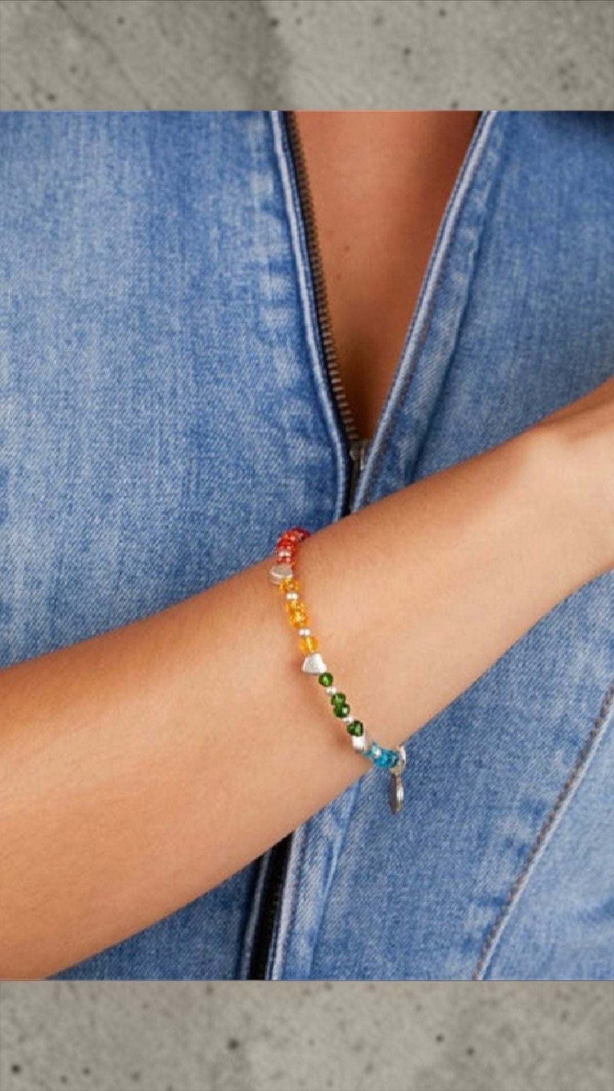 Alex and Ani - Rainbow Heart Crystal Beaded Bangle Bracelet