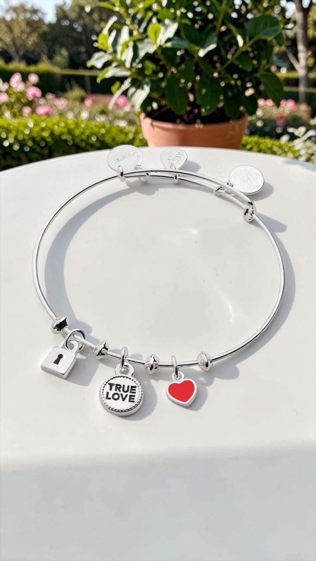 Alex and Ani - True Love Padlock Trio Charm Bangle Bracelet