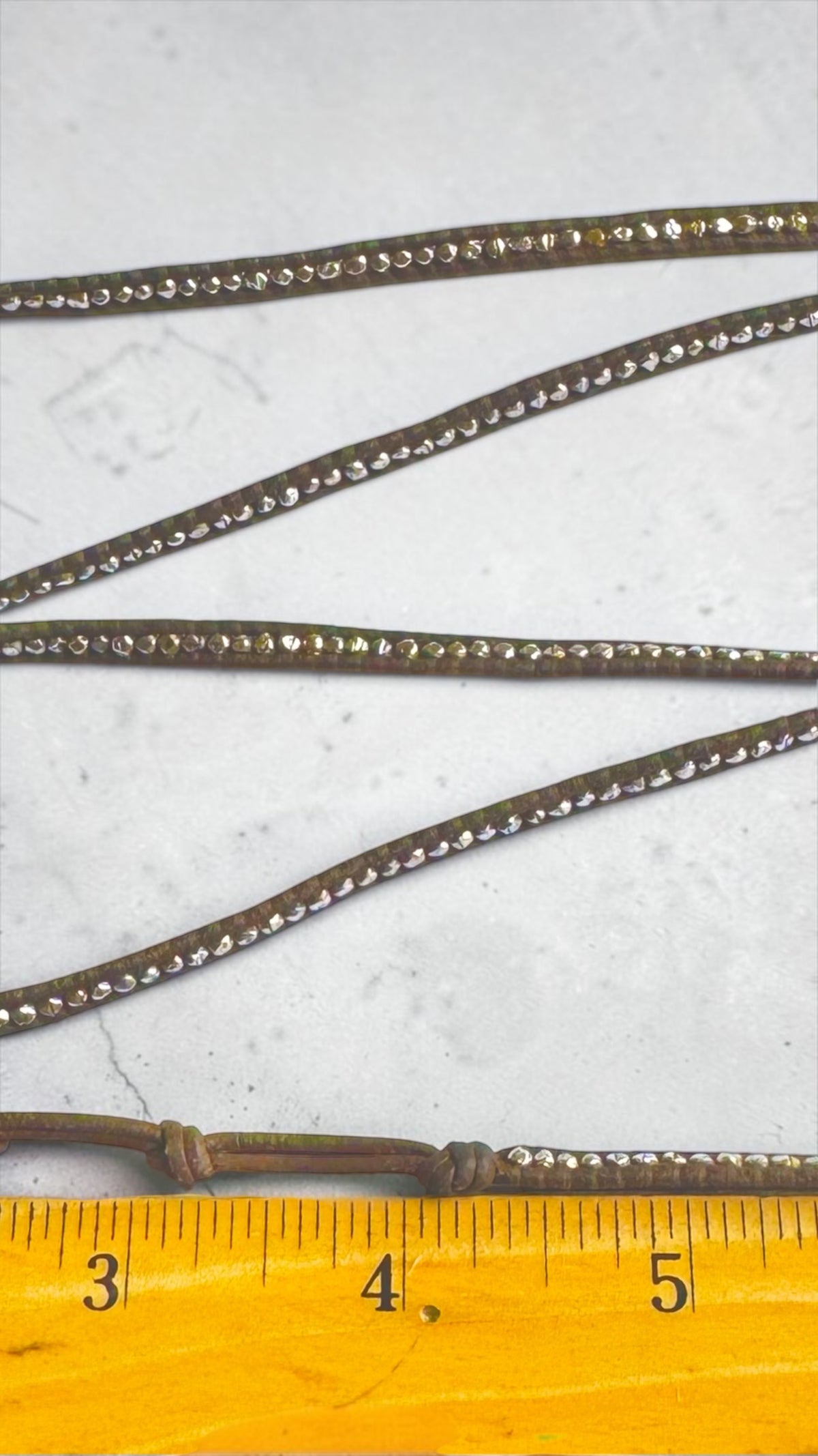 Chan Luu Wrap Brown Leather with Sterling Silver Textured Beads, 5 x Wrap