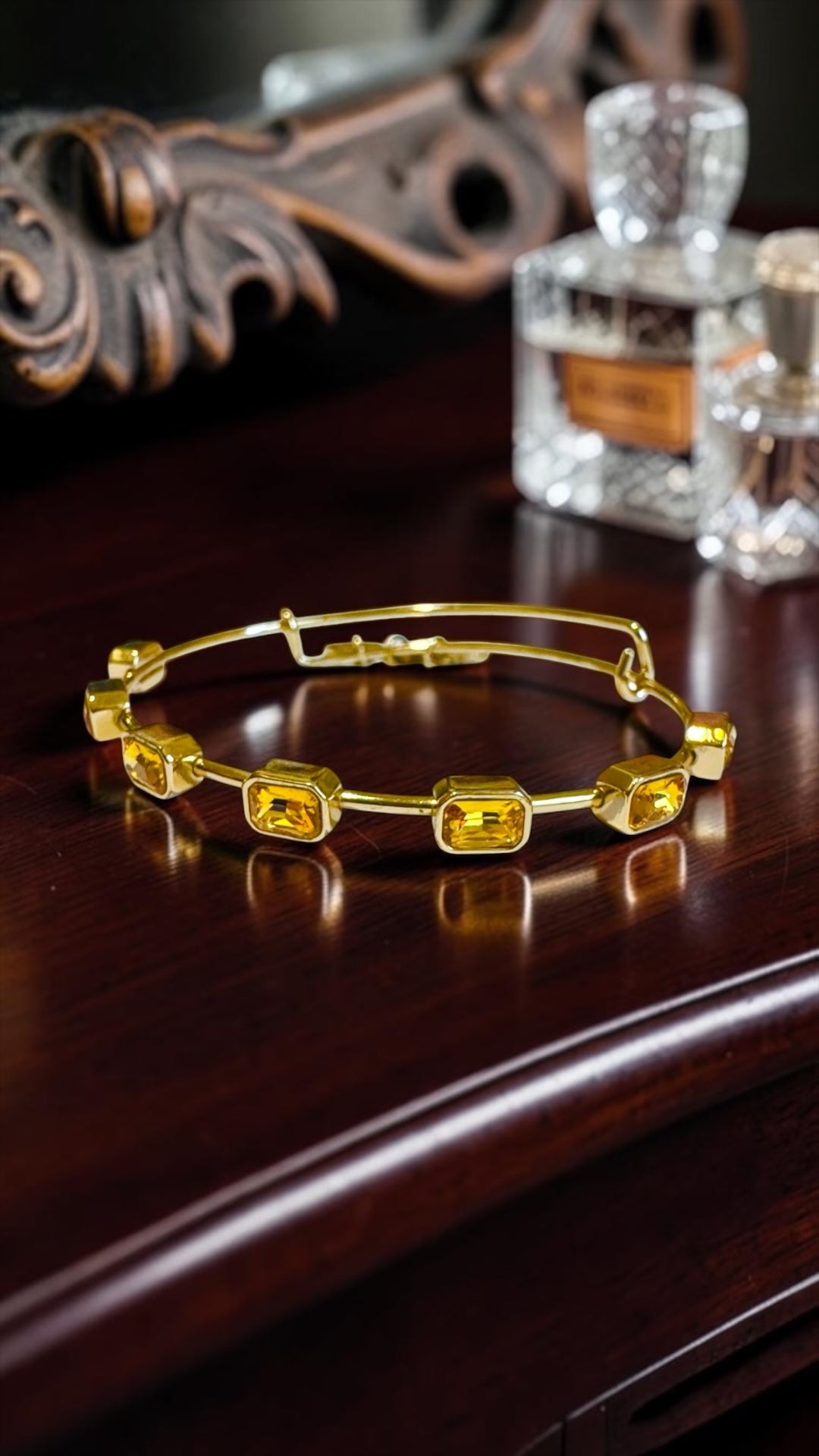 Alex and Ani - November Birthstone Emerald Cut Swarovski Crystal Charm Bangle Bracelet