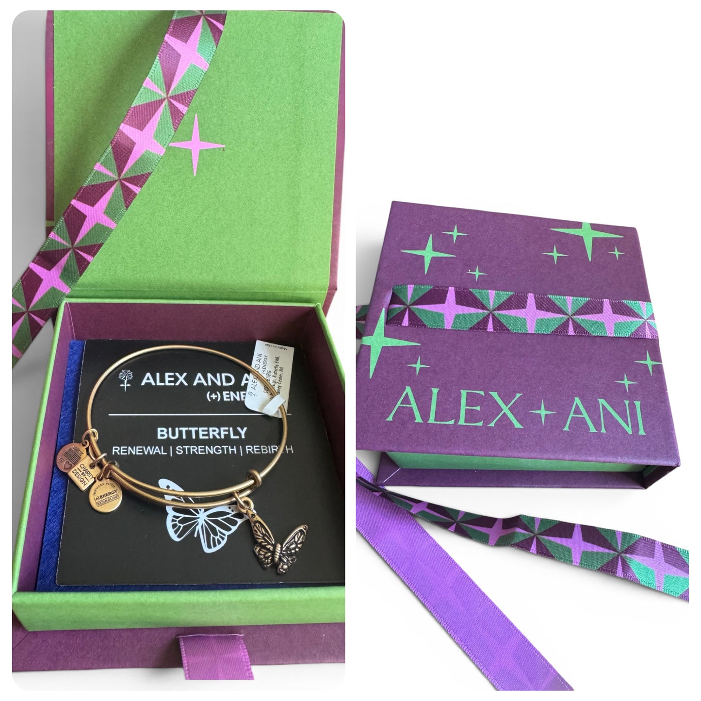 Alex and Ani - Butterfly Charm Bangle Bracelet
