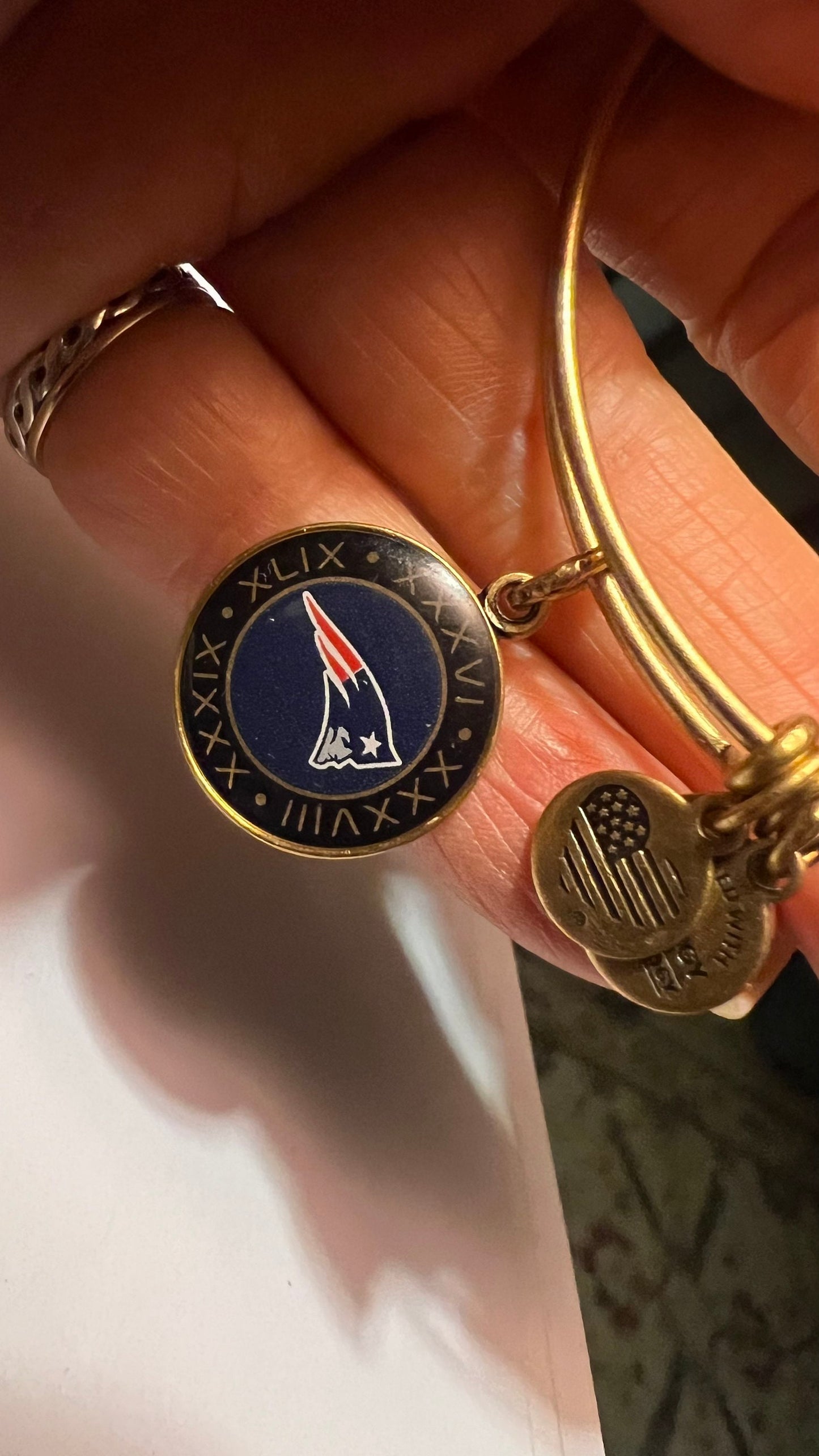 Alex and Ani - Officially Licensed Super Bowl Football Charm Bangle Bracelet, 50th Anniversary Rafaelian Gold,  Collectors Gift for Her