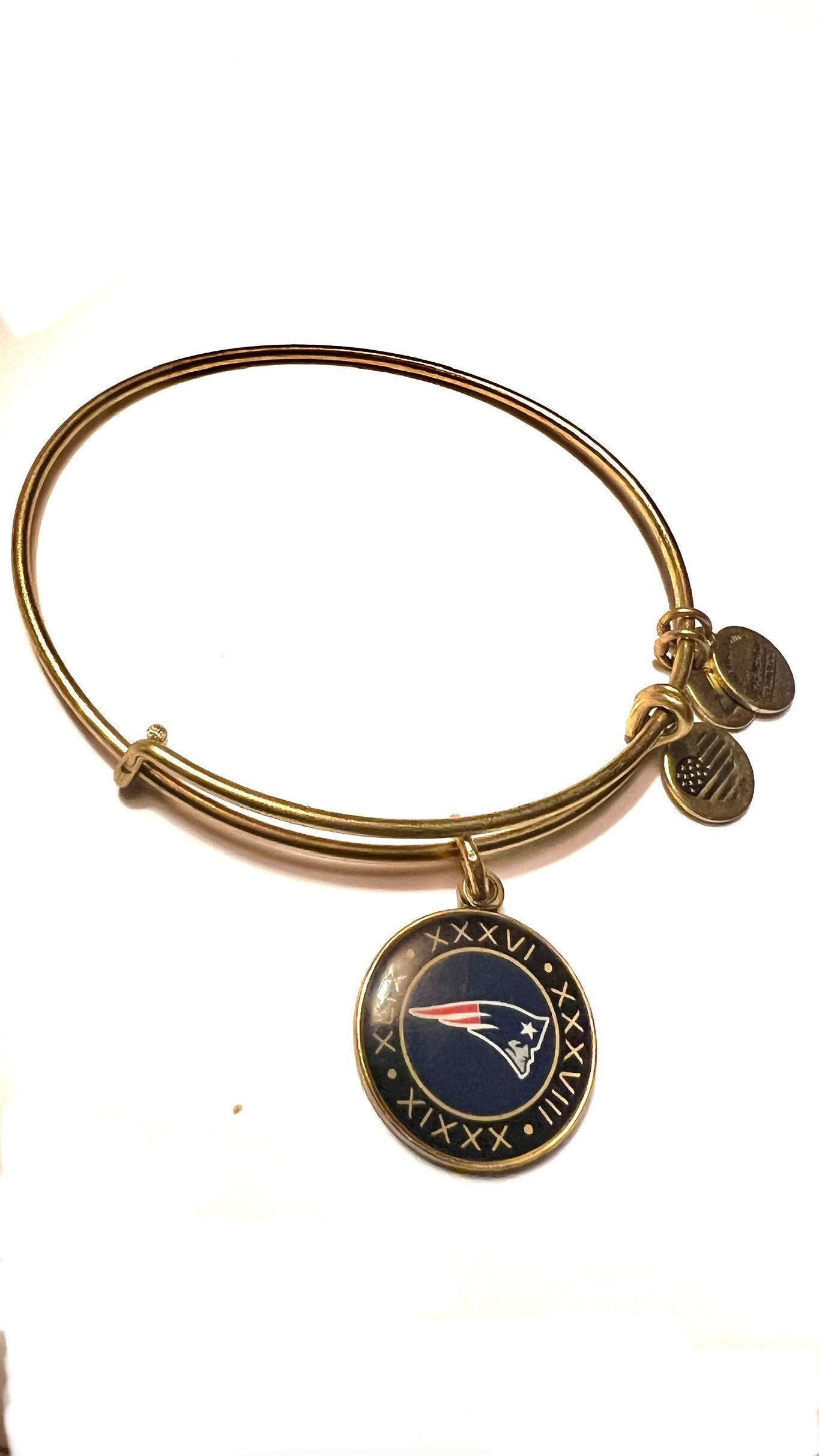 Alex and Ani - Officially Licensed Super Bowl Football Charm Bangle Bracelet, 50th Anniversary Rafaelian Gold,  Collectors Gift for Her
